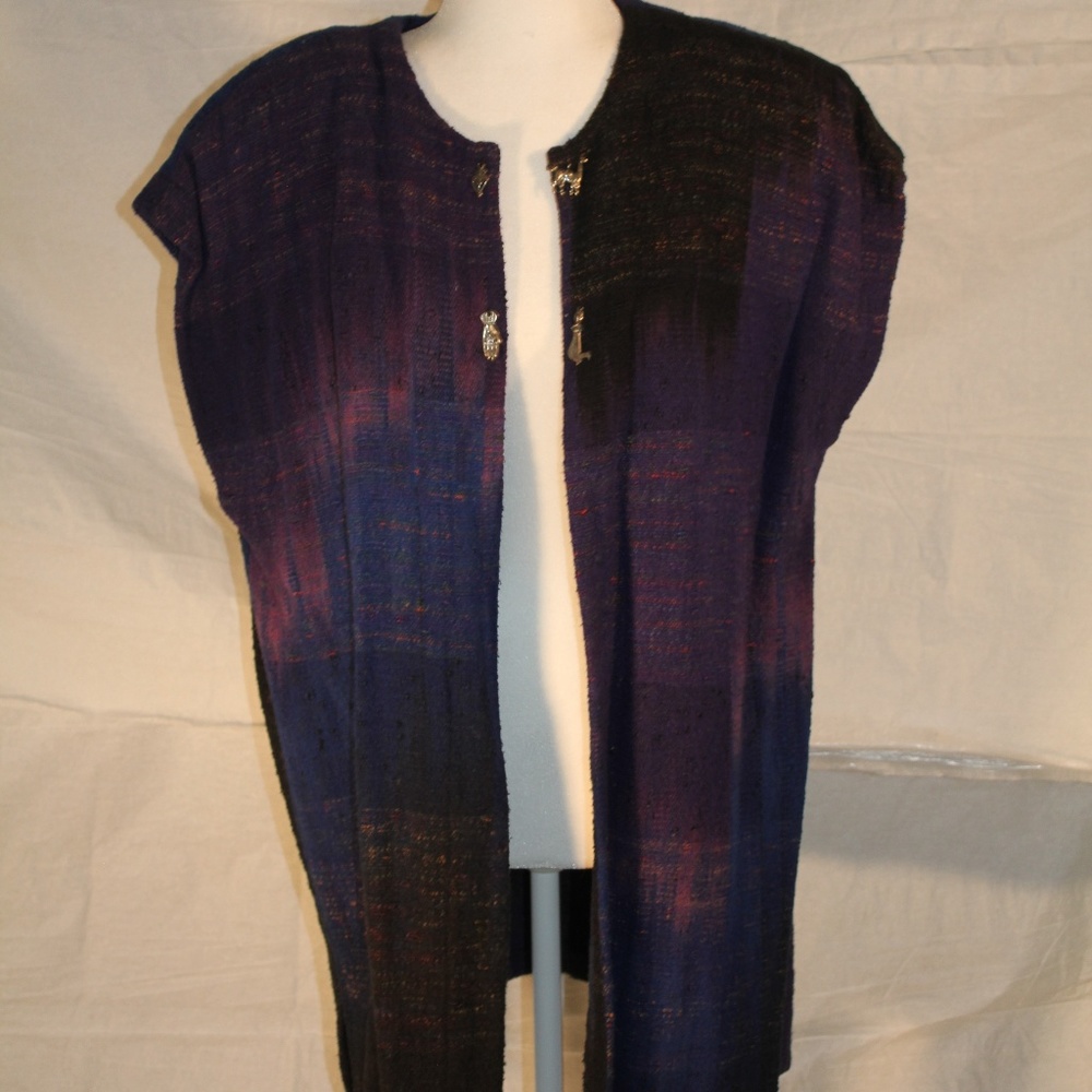 Candiss Cole woven vest, purple & black, small
